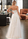 Laura A-Line Sweetheart Floor-Length Lace Wedding Dress With Sequins UKP0017034