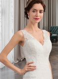 Yaritza Trumpet/Mermaid V-neck Court Train Chiffon Lace Wedding Dress UKP0017043