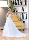 Tricia Ball-Gown/Princess Strapless Chapel Train Organza Wedding Dress With Lace Beading UKP0017044