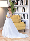 Tricia Ball-Gown/Princess Strapless Chapel Train Organza Wedding Dress With Lace Beading UKP0017044