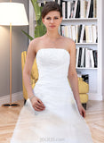 Tricia Ball-Gown/Princess Strapless Chapel Train Organza Wedding Dress With Lace Beading UKP0017044