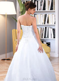 Tricia Ball-Gown/Princess Strapless Chapel Train Organza Wedding Dress With Lace Beading UKP0017044