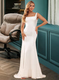 Leia Trumpet/Mermaid Square Neckline Sweep Train Chiffon Wedding Dress With Lace UKP0017045