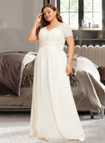 Kaitlynn A-Line V-neck Floor-Length Chiffon Wedding Dress With Lace UKP0017046