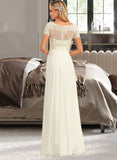 Kaitlynn A-Line V-neck Floor-Length Chiffon Wedding Dress With Lace UKP0017046