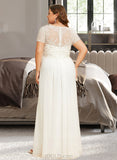 Kaitlynn A-Line V-neck Floor-Length Chiffon Wedding Dress With Lace UKP0017046