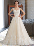 Alexus Ball-Gown/Princess Sweetheart Court Train Tulle Lace Wedding Dress With Beading Sequins UKP0017054