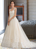 Alexus Ball-Gown/Princess Sweetheart Court Train Tulle Lace Wedding Dress With Beading Sequins UKP0017054