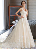 Alexus Ball-Gown/Princess Sweetheart Court Train Tulle Lace Wedding Dress With Beading Sequins UKP0017054