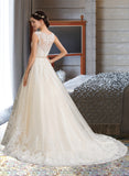 Alexus Ball-Gown/Princess Sweetheart Court Train Tulle Lace Wedding Dress With Beading Sequins UKP0017054