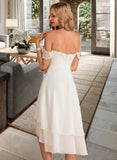 Leyla A-Line Off-the-Shoulder Asymmetrical Chiffon Lace Wedding Dress With Beading Sequins UKP0017056