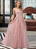 Susanna Ball-Gown/Princess V-neck Floor-Length Tulle Wedding Dress UKP0017059