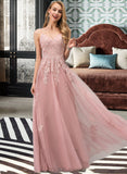 Susanna Ball-Gown/Princess V-neck Floor-Length Tulle Wedding Dress UKP0017059