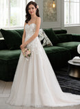 Christine Ball-Gown/Princess Sweetheart Court Train Tulle Lace Wedding Dress UKP0017060