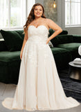 Christine Ball-Gown/Princess Sweetheart Court Train Tulle Lace Wedding Dress UKP0017060