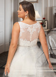 Ida Ball-Gown/Princess V-neck Court Train Tulle Lace Wedding Dress With Beading Sequins UKP0017067