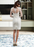 Mignon Sheath/Column Illusion Knee-Length Lace Stretch Crepe Wedding Dress With Sequins Bow(s) UKP0017069