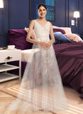 Addyson A-Line V-neck Court Train Tulle Lace Wedding Dress UKP0017072