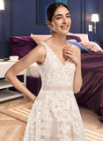 Addyson A-Line V-neck Court Train Tulle Lace Wedding Dress UKP0017072