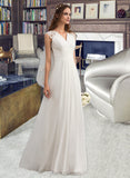 Gina A-Line Sweetheart Floor-Length Chiffon Lace Wedding Dress With Ruffle UKP0017075