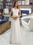 Gina A-Line Sweetheart Floor-Length Chiffon Lace Wedding Dress With Ruffle UKP0017075