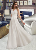 Gina A-Line Sweetheart Floor-Length Chiffon Lace Wedding Dress With Ruffle UKP0017075