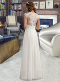 Gina A-Line Sweetheart Floor-Length Chiffon Lace Wedding Dress With Ruffle UKP0017075