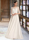 Amiyah A-Line Illusion Sweep Train Chiffon Wedding Dress With Sequins UKP0017077