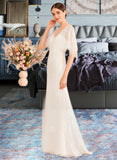 Renata Trumpet/Mermaid V-neck Court Train Chiffon Lace Wedding Dress With Sash UKP0017078