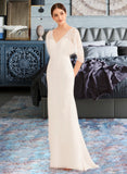 Renata Trumpet/Mermaid V-neck Court Train Chiffon Lace Wedding Dress With Sash UKP0017078