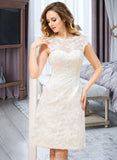 Regina A-Line Scoop Neck Knee-Length Satin Lace Wedding Dress UKP0017082