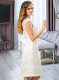 Regina A-Line Scoop Neck Knee-Length Satin Lace Wedding Dress UKP0017082