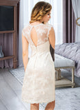 Regina A-Line Scoop Neck Knee-Length Satin Lace Wedding Dress UKP0017082