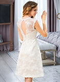 Regina A-Line Scoop Neck Knee-Length Satin Lace Wedding Dress UKP0017082