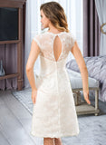 Regina A-Line Scoop Neck Knee-Length Satin Lace Wedding Dress UKP0017082