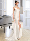 Ellie A-Line Cowl Neck Court Train Chiffon Wedding Dress With Beading UKP0017083