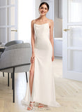 Ellie A-Line Cowl Neck Court Train Chiffon Wedding Dress With Beading UKP0017083