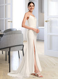 Ellie A-Line Cowl Neck Court Train Chiffon Wedding Dress With Beading UKP0017083