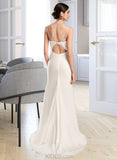 Ellie A-Line Cowl Neck Court Train Chiffon Wedding Dress With Beading UKP0017083