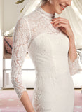 Abril Trumpet/Mermaid High Neck Sweep Train Lace Wedding Dress UKP0017086