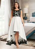 Eleanor Ball-Gown/Princess Scoop Asymmetrical Satin Lace Wedding Dress UKP0017087