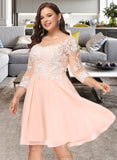 Aniya A-Line Scoop Knee-Length Chiffon Lace Wedding Dress UKP0017089