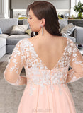 Aniya A-Line Scoop Knee-Length Chiffon Lace Wedding Dress UKP0017089