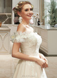 Melany A-Line Sweetheart Floor-Length Tulle Wedding Dress With Lace Sequins UKP0017094