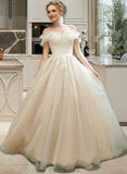 Melany A-Line Sweetheart Floor-Length Tulle Wedding Dress With Lace Sequins UKP0017094