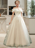 Melany A-Line Sweetheart Floor-Length Tulle Wedding Dress With Lace Sequins UKP0017094