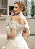 Melany A-Line Sweetheart Floor-Length Tulle Wedding Dress With Lace Sequins UKP0017094