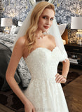 Nellie A-Line Sweetheart Court Train Tulle Wedding Dress With Lace UKP0017095