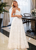 Jayla A-Line V-neck Floor-Length Lace Wedding Dress With Split Front UKP0017099