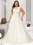 Toni Ball-Gown/Princess Illusion Sweep Train Organza Tulle Lace Wedding Dress With Beading Sequins UKP0017101